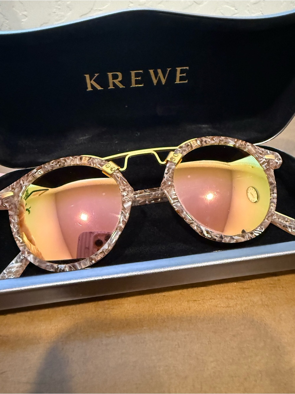 KREWE St. Louis Sunglasses Gelato 24K Mirrored + Authentic KREWE Case